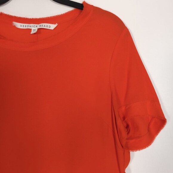 VERONICA BEARD 100% SILK Peplum Top Short‎ Sleeve Tee Orange S172-SGG4370 Size 6 - Picture 3 of 8